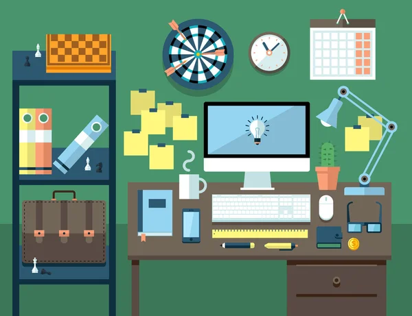 Flat modern design vector illustration concept of office workspace. — Stock Vector