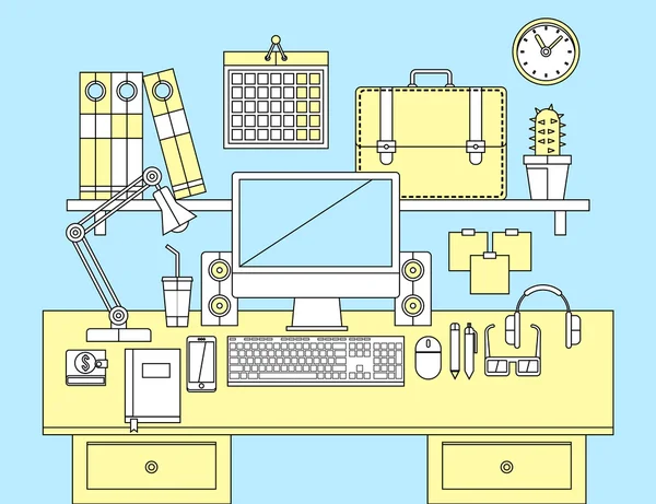 Diseño moderno plano vector ilustración concepto de espacio de trabajo de oficina . — Archivo Imágenes Vectoriales