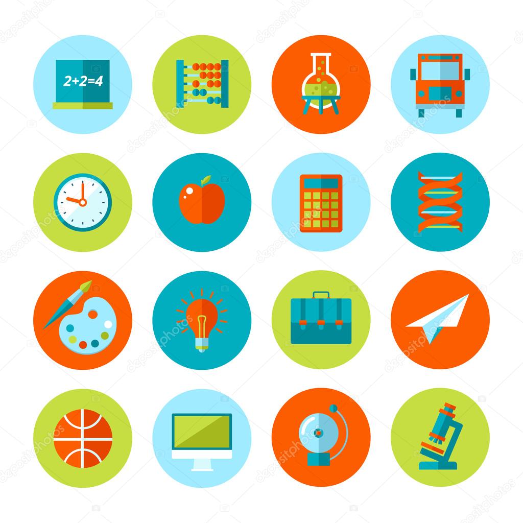 Set of school and education icons.