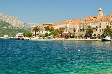 korcula, Hırvatistan olan noktasıyla tarihi kent