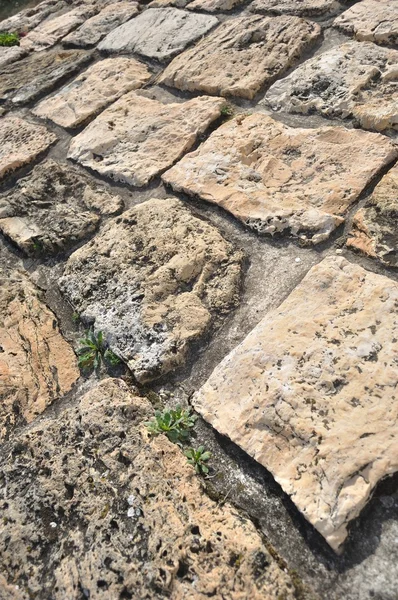 Pavimento in pietra in dettaglio e in prospettiva — Foto Stock