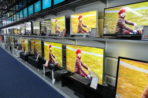 Wall of Televisions at Store — Stock Photo, Image