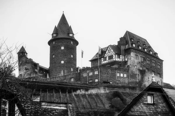 Stahleck Castle Hillside Small Town Bacharach Castle 12Th Century Upper — Stok fotoğraf