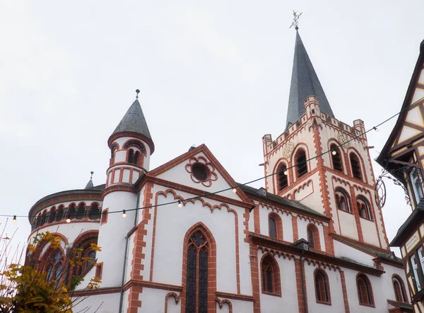 Looking Peter Kirche Cloudy Fall Day Bacharach Germany — ストック写真