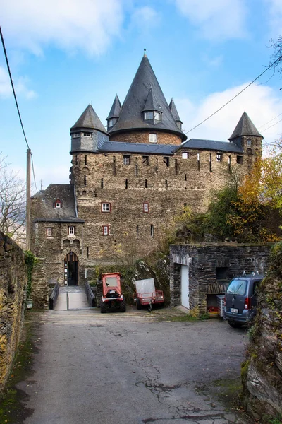 Back Burg Stahleck Castle Bacharach Germany Which Surrounded Mountains Rhine — ストック写真