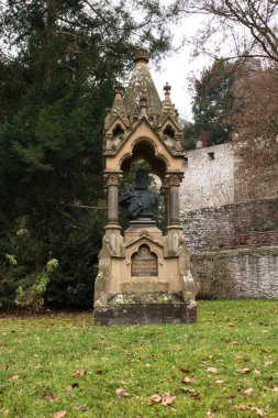 Braunfels, Germany - December 9, 2020: Bust of a Kaiser in a small park in Braunfels, Germany on a fall day.