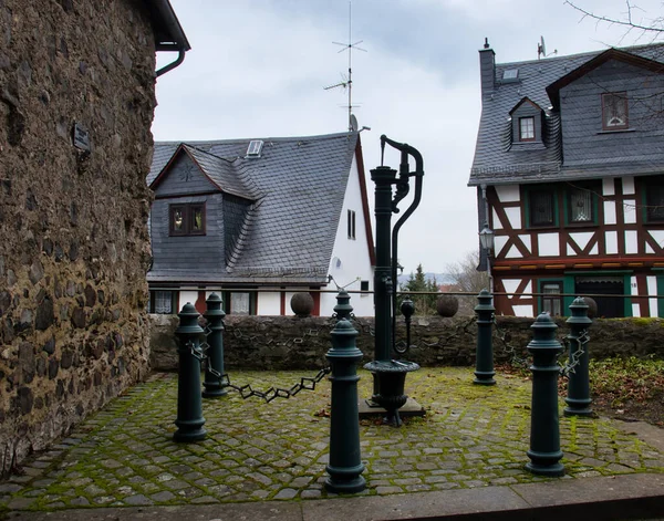 Braunfels Germany December 2020 Water Pump Corner Braunfels Germany Cloudy — Foto Stock