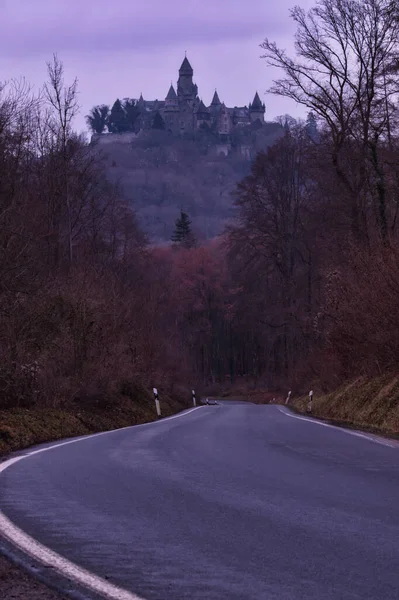 Braunfels Germany December 2020 Road Surrounded Trees Braunfels Castle Hill — Stok fotoğraf