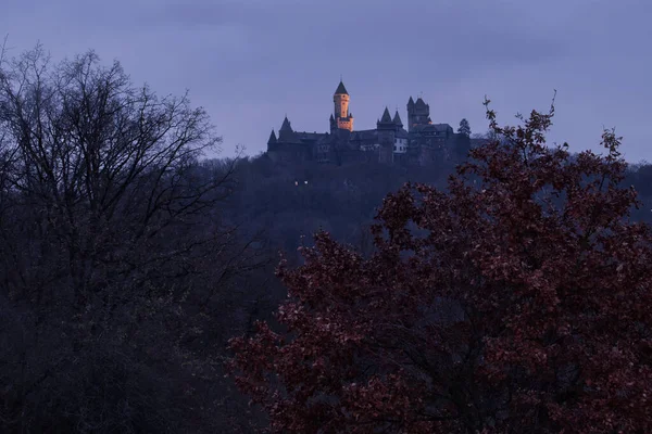 Braunfels Germany December 2020 Braunfels Castle Light Shining Tower Hill — Stok fotoğraf