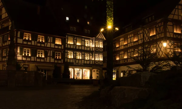 Gengenbach Germany December 2020 Lights Half Timbered Building Rows Windows — Fotografia de Stock