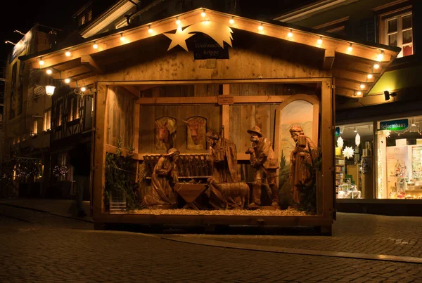 Gengenbach Germany December 2020 Nativity Scene Made Wood City Gengenbach Royaltyfria Stockbilder