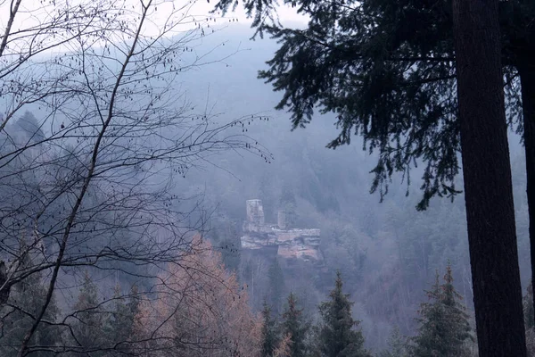 Frankenstein Alemanha Dezembro 2020 Ruínas Castelo Diemerstein Floresta Deimerstein Dia — Fotografia de Stock