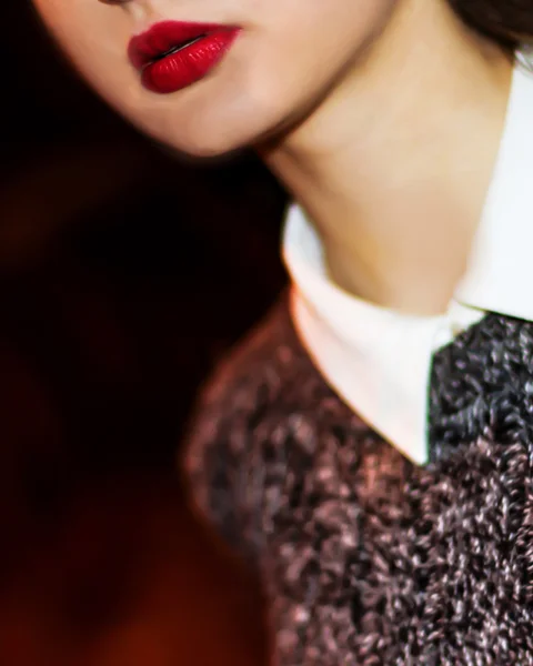 セクシーな唇に。赤い唇の美しさメイク ストック写真