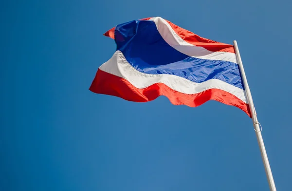 Image of waving Thai flag of Thailand with blue sky background — Stock Photo, Image