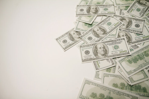Dollars on a white background.