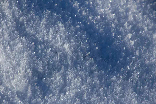 新鲜的白雪在阳光下闪闪发光 背景为亮点和阴影 — 图库照片