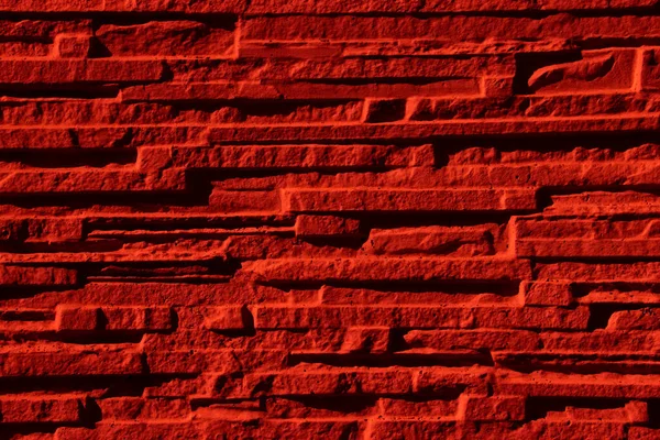 Bright Red Narrow Stone Wall Background Texture — Stock Photo, Image