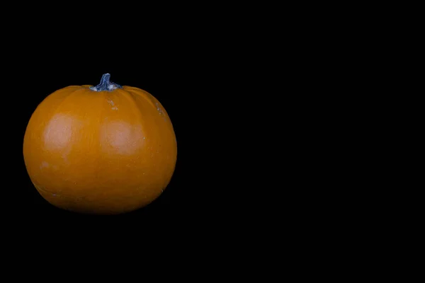 Oranje Pompoen Geïsoleerd Zwarte Achtergrond Met Kopieerruimte — Stockfoto