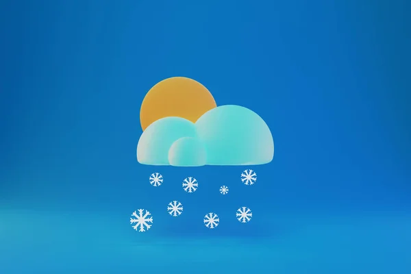 Schnee-Wetter-Symbol 3D-Illustration rendern — Stockfoto