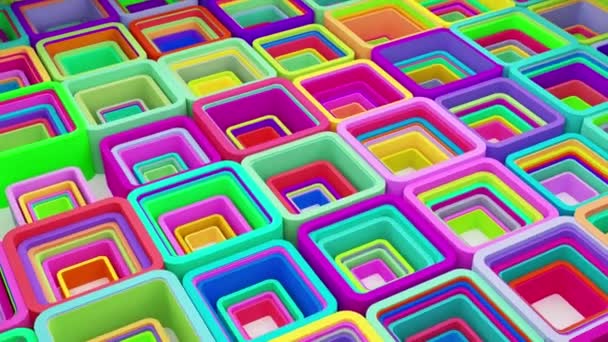 Kleurrijke Blokjes Raster Bewegen Neer Abstracte Video Achtergrond Render Animatie — Stockvideo