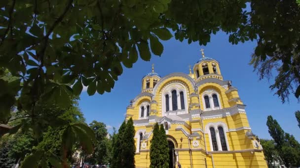 Kyiv Ukraine Lipiec 2021 Widok Bliska Katedrę Wołodymyra Centrum Stolicy — Wideo stockowe