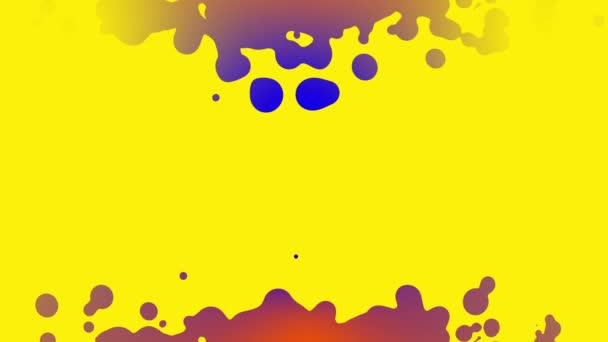具有黄色背景的书名的抽象液体背景模型和具有墨水效果的框架顶部和底部移动液体细胞气泡 — 图库视频影像