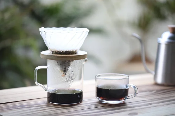 Капельница Кофе Стеклянная Чашка — стоковое фото