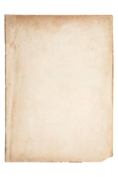 Beyaz Izole Arkaplanda Lekeleri Olan Eski Kraft Kahverengi Kağıdı — Stok fotoğraf