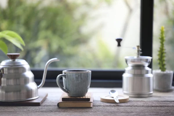 Coffee Cup Stainless Drip Pot Grinder — Fotografia de Stock
