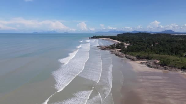 Praias Pugu Gondol Siar Pandan Área Lundu Parte Mais Sul — Vídeo de Stock