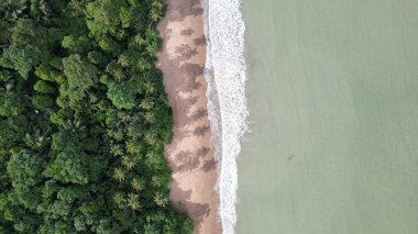 Telok Teluk Melano Sahil Hattı ve Serabang Plajı Sarawak ve Borneo Adası 'nın Tanjung Datu bölgesinin en güney ucunda.