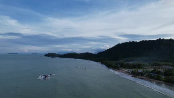 Die Telok Teluk Melano Küste Und Der Serabang Strand Südlichsten — Stockvideo