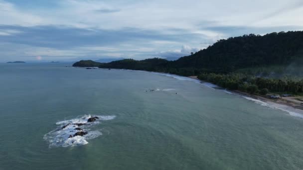 Telok Teluk Melano Kystlinje Serabang Beach Den Sydligste Spids Tanjung – Stock-video