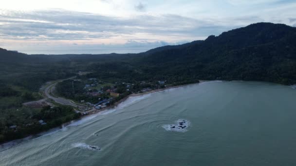 Telok Teluk Melano Coastline Serabang Beach Most Southern Tip Tanjung — Stock Video
