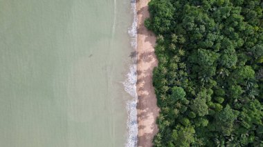 Telok Teluk Melano Sahil Hattı ve Serabang Plajı Sarawak ve Borneo Adası 'nın Tanjung Datu bölgesinin en güney ucunda.