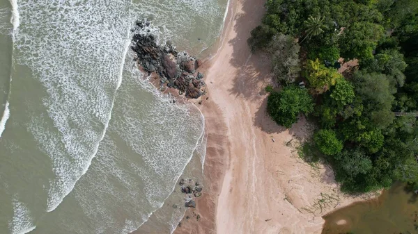 Узбережжя Телок Телук Мелано Пляж Серабанг Найпівденнішому Краю Танджунг Дату — стокове фото