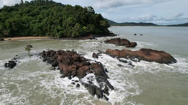 Telok Teluk Melano Coastline Serabang Beach Najbardziej Południowym Krańcu Tanjung — Zdjęcie stockowe