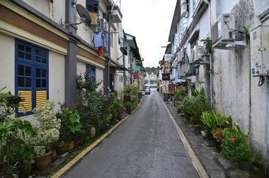 Kuching, Sarawak Malezya - 8 Nisan 2022: The Old Court House, India Street ve Carpenter Street