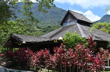 Kuching, Sarawak Malezya - 1 Mayıs 2022: Çeşitlendirilmiş Aborjin ve Yerlilerin Gösterisiyle Saray Kültür Köyü