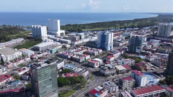 Landmärke Och Turistattraktionsområden Miri City Med Sina Berömda Stränder Floder — Stockvideo