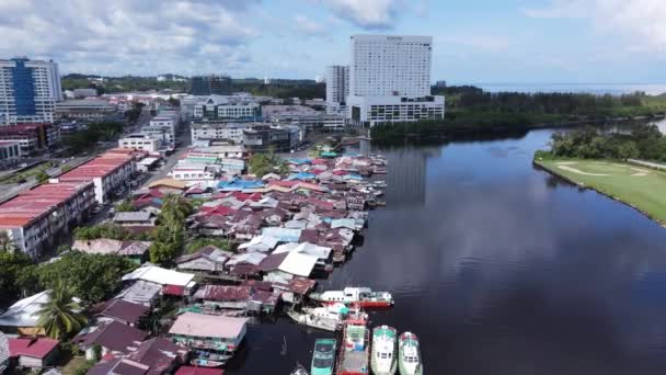 Miri Şehri Nin Ünlü Plajları Nehirleri Şehirleri Manzaralı Çevresiyle Landmark — Stok video