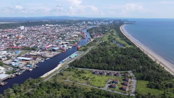 Landmark Tourist Attraction Areas Miri City Its Famous Beaches Rivers — Stock videók