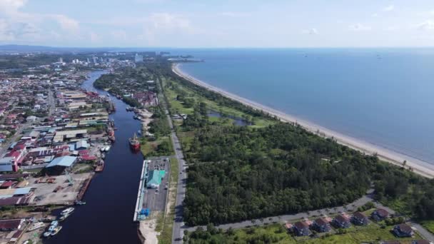 Miri Şehri Nin Ünlü Plajları Nehirleri Şehirleri Manzaralı Çevresiyle Landmark — Stok video