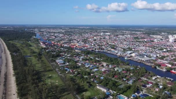 Landmark Tourist Attraction Areas Miri City Its Famous Beaches Rivers — ストック動画