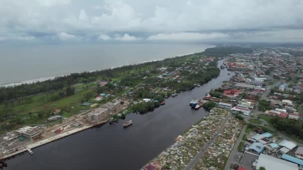 Landmark Tourist Attraction Areas Miri City Its Famous Beaches Rivers — Stock Video