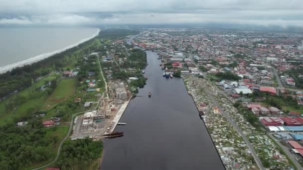 Landmark Tourist Attraction Areas Miri City Its Famous Beaches Rivers — стоковое видео