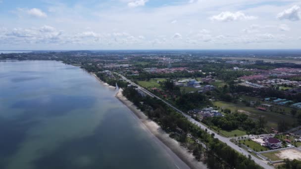 Miri Şehri Nin Ünlü Plajları Nehirleri Şehirleri Manzaralı Çevresiyle Landmark — Stok video