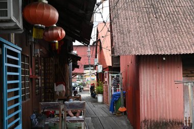 Georgetown, Penang Malezya - 14 Mayıs 2022 Ermeni Caddesi ve Georgetown 'un İnanılmaz Sahnesi