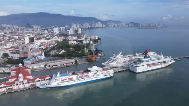 Georgetown Penang Malaysia May 2022 Swettenham Cruise Ship Terminal Some — Stock Video