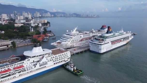 Georgetown Penang Malasia Mayo 2022 Terminal Cruceros Swettenham Con Algunos — Vídeo de stock